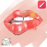 Акварельные губы в Infinite Painter по уроку для Procreate